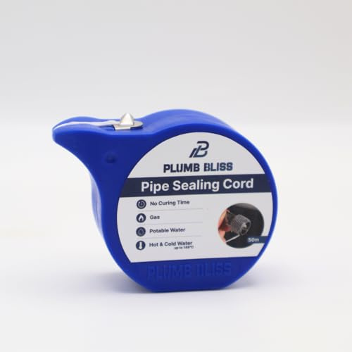 Plumb Bliss Pipe Thread Sealant for Plumbing Pipes and Fittings - Non Curing Pipe Sealant Cord - Suitable for use with Metal and Plastic – 50m