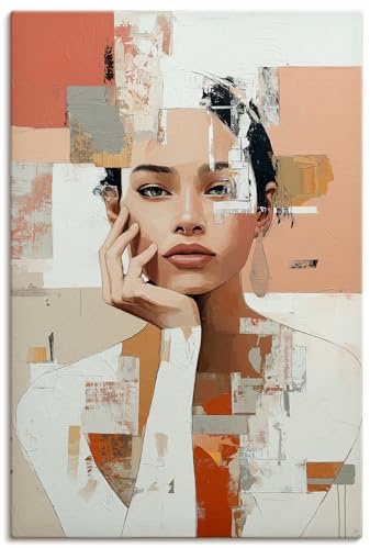 ARTLAND Wanddeko Leinwand Bilder Wandbild 40x60 cm Blick im Fragment simple modern design Spachtel Kunst Portrait U5RT