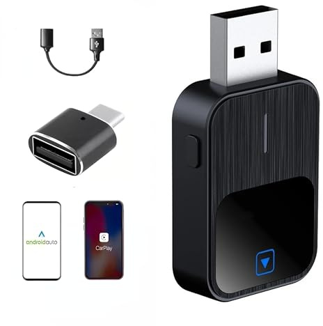 2 in 1 Adattatore Wireless CarPlay - Compatibile con iPhone e Android Wireless Auto, USB/Type-C, MiNi-Stabile con Latenza Zero, Plug and Play, iOS 10+ e Veicoli Abilitati CarPlay