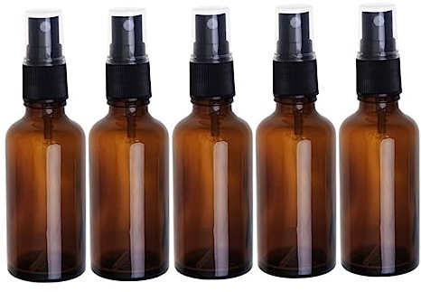 WOONEKY Braune Glas Sprühflaschen 50ml 5 Stück-pack Nachfüllbare Auslaufsicher und Wiederverwendbar für Reiseparfüm und Make Up