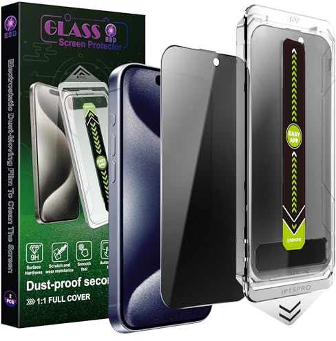 SY SHANGYAN 2 Stück Blickschutz Schutzglas Sichtschutz Privacy für iPhone 15 Pro,9H Gehärtetes Glas,Mit automatischer Staubentfernung,Kratzfest,Blasenfrei,Einfache Installation
