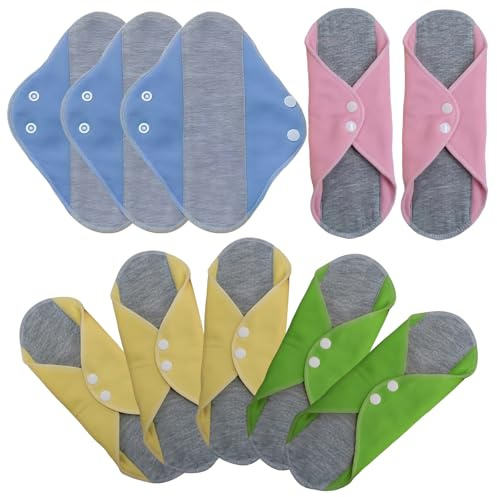 BAIFULAI 10 Stück Wiederverwendbare Waschbare Slipeinlagen, Waschbare Damenbinden bio Baumwolle, Stoff Stoffbinden für Menstruation, Auslaufsicheres Design, Geeignet für alle Frauen(16 * 23cm)