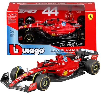 Bburago - Ferrari SF-23 “The First Lap” Fiorano Test 2024#44 Lewis Hamilton, 1:43 Scale Model Car, Officially Licensed Ferrari Replica, Recommended Age 36+ Months