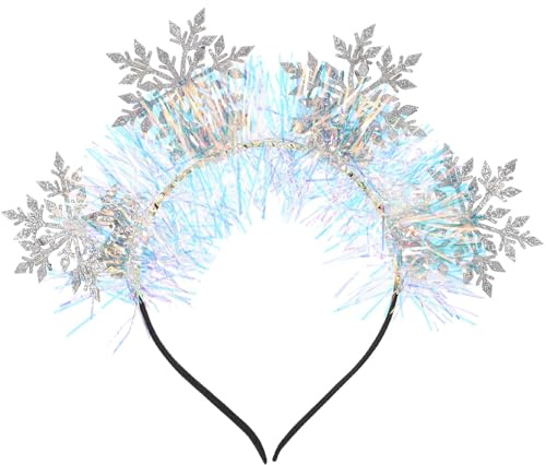 TOYZFRIENDY Bandeau Flocons de Neige Pailleté pour Femme 4 Décorations Rose et Argenté Accessoires de Noël pour Cheveux Serrage-Tête Léger pour Fête et Célébrations