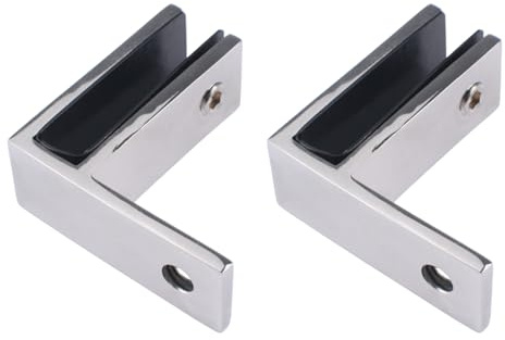 INCREWAY Lot de 2 colliers de serrage pour mur de garde-corps en acier inoxydable à 90 degrés pour verre de 10 à 12 mm d'épaisseur (argenté)