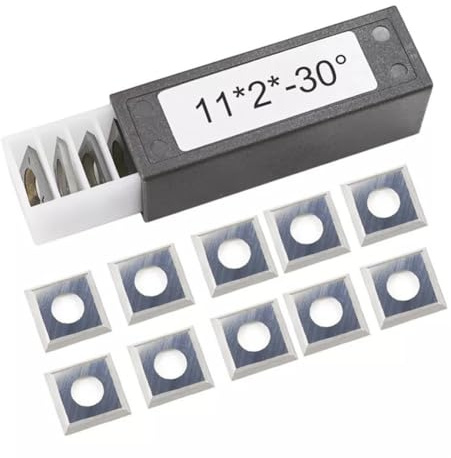 Quadratische Hartmetall-Wendeschneidplatten, 11 x 11 x 2,0 mm, -30 °, für Holzhobelschneideköpfe und Drehmaschinen, Holzbearbeitungswerkzeuge, 10 Stück