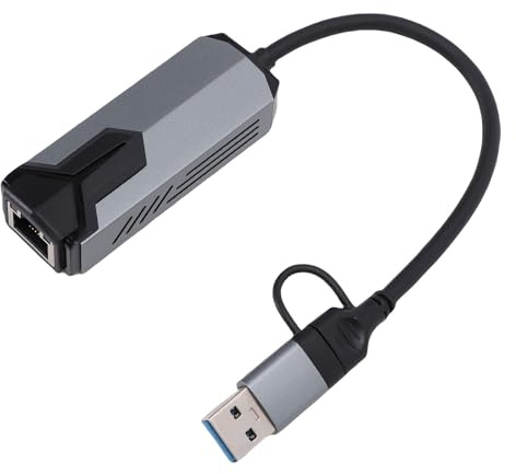 OPPWONG Adaptateur USB C vers Ethernet 5 Gbit/s, Convertisseur Réseau 2 en 1 USB A Type C vers RJ45, Adaptateur de Boîtier en Aluminium, Idéal pour 10, OS X, et