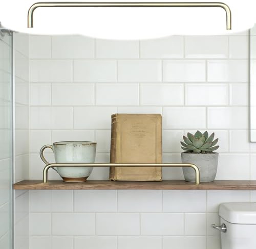 Rail de Protection Barres de Finition Dorées pour Étagères Suspendues de Salle de Bain, Barre de Protection en Laiton de Longueur Personnalisable pour Étagère(60cm/23.6)