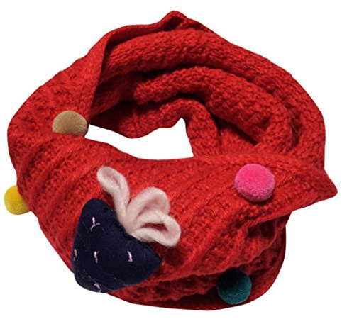 URSING Halstücher Neu Herbst Winter Jungen Mädchen Kinder Super süße Schal Weiche Baumwolle Erdbeere O-Ring Halstücher Strick Warm Schal Schlauchschal Kinderschal Loopschal (Rot)