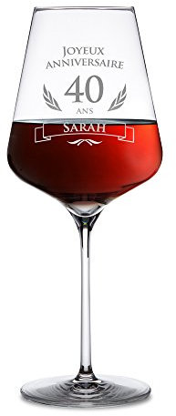 AMAVEL Verre à Vin Rouge Gravure Personnalisée Âge et Nom, Joyeux Anniversaire, Volume : 500 ML