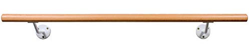 Ballettstange aus Holz, Wandhaltern in 2 Farben, 20cm Wandabstand, 20 Längen 2 Farben wählbar (Hellweiss, 1.00)