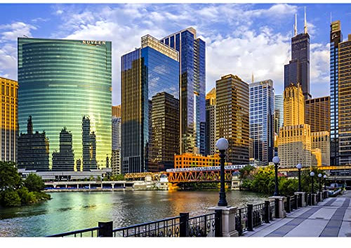 Puzzle 1000 Teile Chicago City Illinois Gebäude Klassisches Puzzle DIY Kit Holzspielzeug Einzigartiges Geschenk Wohnkultur