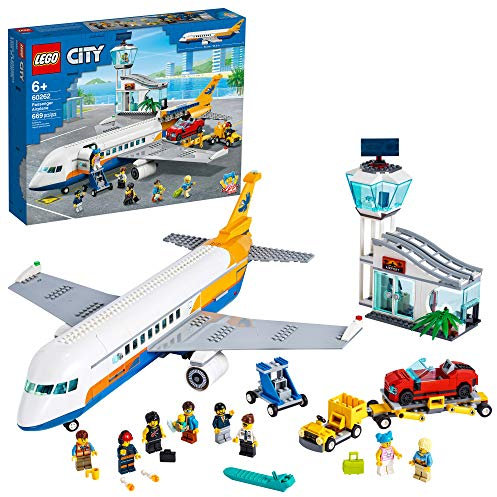 LEGO City Airplane 60262, with Radar Tower, Truck a Car Elevator, Red Convertible, 4 Passenger and 4 Airport Staff Minifigures, Plus a Baby Figure, New 2020 (669 Pieces)