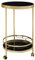 KADIMA DESIGN Servierwagen Gold Beistelltisch auf Rollen Glas Speisewagen Rund Ø45 cm