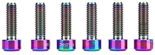 Yosoo Health Gear Titanium Alloy Bike Stem Bolts, M5 x 16mm Bicycle Stem Screw for Bicycle Disc Brake Caliper/Handlebar Stem/Rear Rack/Water Bottle Cage Holder, 6PCS(Multi-color)