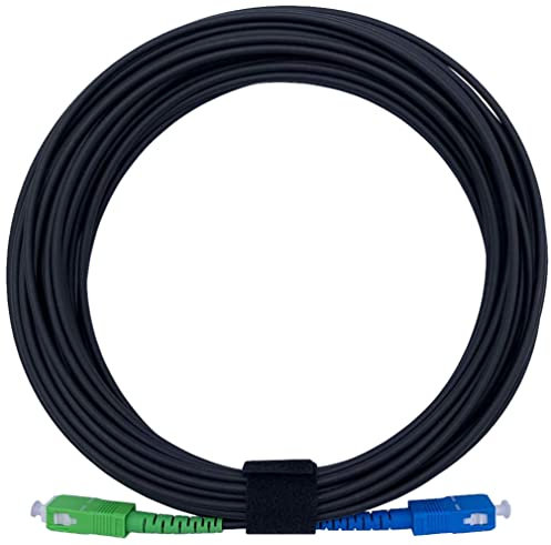 Elfcam® - Câble à Fibre Optique en Acier Blindé Compatible avec Freebox, Convient aux Installations Extérieur et Intérieur, SC/APC à SC/UPC Monomode Noir, 15M