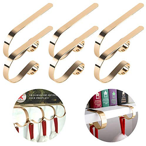 caicainiu Haken für Weihnachtsstrumpf, Metall, zum Aufhängen, Clips für Weihnachtsbaum, Kamin, Party-Dekoration, Zubehör (6 Stück)