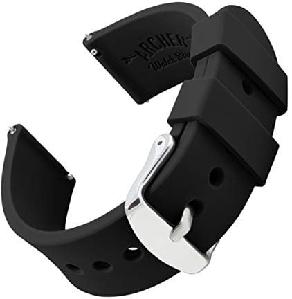 Archer Watch Straps - Uhrenarmbänder aus Silikon mit Schnellverschluss (Schwarz, 19mm)