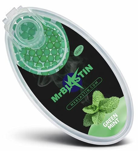 MrBlastin 100 Grüne Menthol Zigaretten Kugeln Crushballs, Spenderbox mit Aromatisiertem Pop-Aroma, Crush Balls, Zigarettenetuis, Kapseln zum Einsetzen von Filterspitze, Click