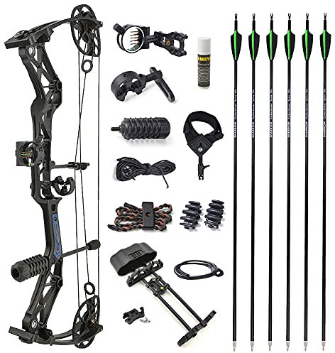 SHARROW Compoundbogenset Jagdbogen 50-70lbs Einstellbar Sportbogen Bogenschießen Jagd Compound Bögen und Pfeile Set für Outdoor Bogen Jagd (Bogen+Zubehör)