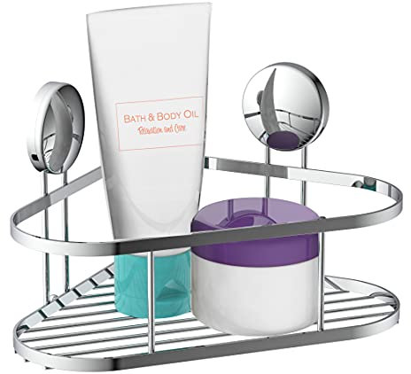 EISL BA0200 Badregal Ecke Duschregal ohne Bohren,Duschablage, rostfreier Edelstahl Duschkorb,Eckregal Dusche als Ablage für Shampoo & CoKorb Aufbewahrung Bad Küche, Chrom