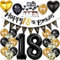 18 Geburtstag Deko Junge Mädchen, Luftballon 18. Gold Schwarz Geburtstagsdeko 18 Jahre, Ballon Schwarz Gold Deko 18. Gold Schwarz 18 Jahr Geburtstagdeko