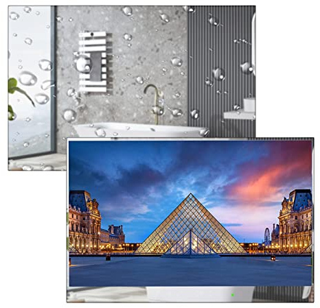 Soulaca TV da bagno da 22 pollici Smart Mirror TV di lusso IP66 Impermeabile Android 11.0 Full HD con Wi-Fi e Bluetooth (modello 2023 con 7 tasti a sfioramento)