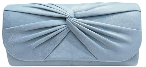 LeahWard Women's Wedding Clutch Bag Large Bow Soft Handbags Evening Purse (B-Blue)