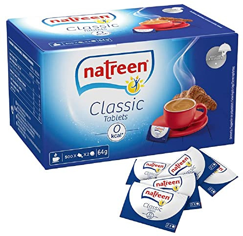 natreen Classic Streifentabletten, natreen Süßstoff Tabletten für Kaffee oder Tee, Großpackung mit 6 x 500 x 2 Stück