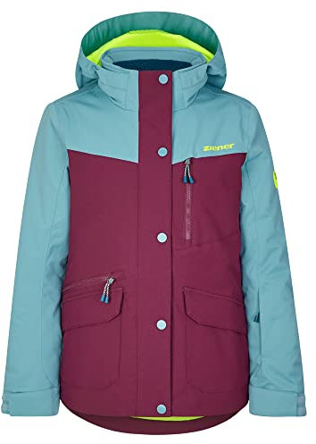 Ziener Mädchen Anoki Ski Jacke Winter Jacke wasserdicht winddicht warm, purple plum, 116 EU