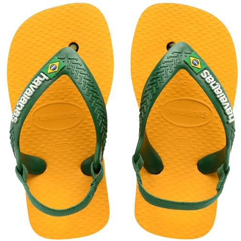 Havaianas Baby Brasil Logo II, Infradito Unisex-Bimbi 0-24, Pop Yellow Amazon, 21 EU
