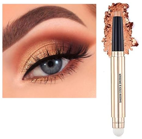 Metiplou 2-in-1 Champagne Gold Shimmer Lidschatten Stick Eyeliner Pencil Creme Glanz Weicher Lidschatten Eyeshadow Bleistift Wasserdicht Hypoallergen Langanhaltender Lidschatten Multid