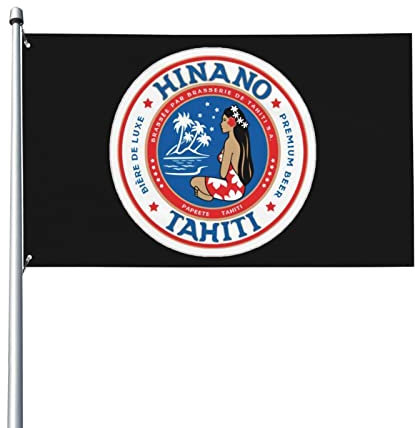 Compatible avec le drapeau Hinano Tahiti 0,9 x 1,5 m Drapeaux de jardin extérieur intérieur Décoration d'intérieur Drapeau résistant à la décoloration Bannière pour jardin Porche Pelouse Cour Ferme