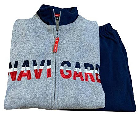 Navigare Tuta Pigiama Uomo Pile Invernale Chiusura Zip Moda Egidio (54, Grigio Melange)