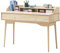 Giantex Bureau d'Ordinateur Avec Tiroir, Table Informatique Avec Tablette Spacieuse, Étagère Ouverte et Pieds en Bois d'Hévéa Pour Salon, Chambre (Naturel)