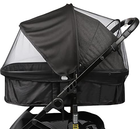 Foenguy Moskitonetz Kinderwagen Universal Insektenschutz für Kinderwagen mit Praktisch Doppelten Reißverschluss luftiger Kinderwagen Insketenschutz für Kinderwagen/Autositz (Schwarz - 2 in 1)
