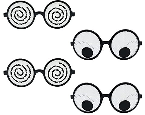 Spldsun 4 Stück Partybrillen, Lustige Brillen, Karneval Brille, Brille Lustig, Wackelaugen Brille, Kulleraugen Brille, Kinder, Erwachsene, für Partys, Karneval, Dekoration Fotoshootings (2 Stile)