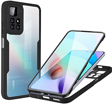 betterfon 360 Grad Hülle Kompatibel mit Xiaomi Redmi 10 | Handyhülle mit eingebautem Displayschutz für Redmi 10 | Schwarz