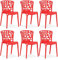 Homestyle4u 2461, Gartenstühle stapelbar 6er Set Rot Modern Kunststoff Outdoor Stuhl Balkonstuhl
