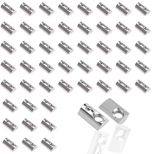 50 Pcs Nutensteine mit kugel Nut 8, 30 Serie Nutenstein M6 Kohlenstoffstahl Gleitmutter mit Federkugel Steg Federkugel einschwenkbar für Befestigungsmaterial Aluprofil-Zubehör