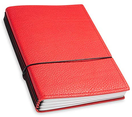 X17-A5 Terminplaner/Organizer 2024-2025 | 18-Monats-Kalender | rot, aus Leder. Austauschbare Hefte: Wochenkalender Classic+2 Hefte (blanko, gepunktet), Made in Germany.