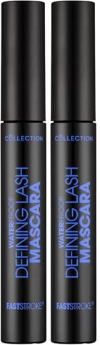 Collection Cosmetics Fast Stroke Defining Lash Mascara, Volumising and Curling, 9ml, Waterproof Black (Pack of 2)