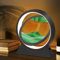 Ulikey Cadre Sable Mouvant, 3D Sablier Decoratif avec Veilleuse LED, Image de Sable Dynamique Peinture de Sable Qui Coule, Cadre Sablier Led en Verre Rond pour Adultes la Décoration (noir vert)
