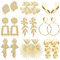 JeryWe 9 Paare vergoldet Clip auf Ohrringe für Frauen Geometrische Aussage Übertriebene geometrische Twisted Flower Ginkgo Leaf Ohrringe Set G