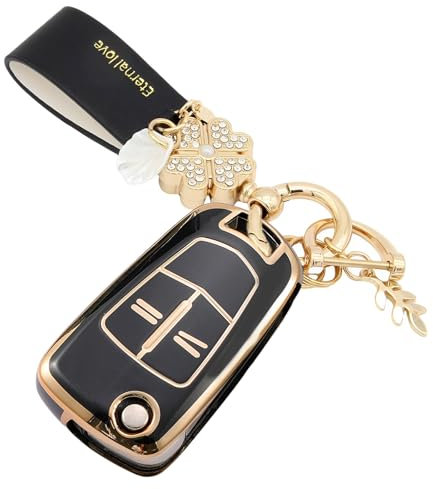 2 Boutons Coque en Silicone pour Clé Voiture Compatible avec Opel Corsa Zafira Astra Vectra Signum Meriva Tigra Insignia Étui Clé Télécommande Housse de Protection Boîtier Clef Noir avec Porte-Clés