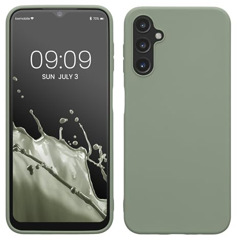 kwmobile Housse Compatible avec Samsung Galaxy A14 5G Coque - Housse de téléphone Protection Souple en Silicone - Vert Gris