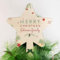 Wanapix | Holz Christbaumspitze Stern mit Foto und Texte | Personalisierter Weihnachtsbaumspitze | Flacher Christbaumstern | 17x25 cm | Frohe Weihnachten