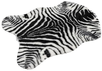 HOMSFOU Zebra-Teppich Zebra- Bodenteppich. Tierdruckbereich Teppich Zebra- Badezimmermatte Badezimmerteppich Tierdruckteppiche. Lederauflage Polyacrylnitrilfaser (acryl) Multifunktion Kind