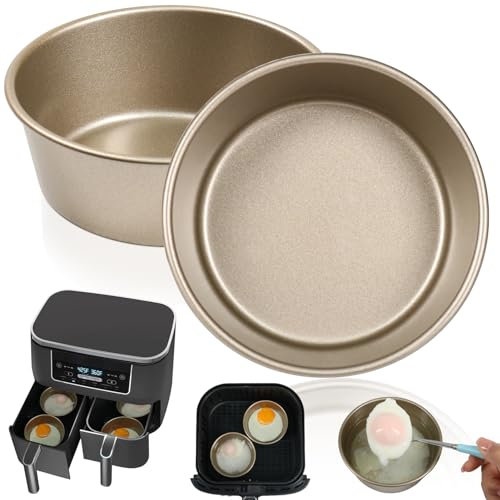 BYKITCHEN Ramekins for Air Fryer, 2 PCS Air Fryer Egg Moulds, Nonstick Air Fryer Egg Poacher, Air Fryer Accessories for COSORI/Ninja/Tower Air Fryer, Mini Cake Tins for Baking