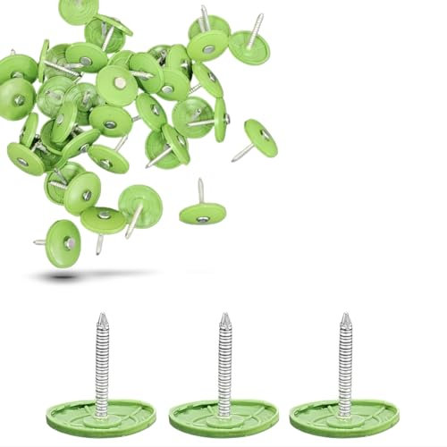 250 Pack - Lime Green Round Plastic Cap Nail 1 Inch Roofing Nails Galvanized Tar Paper Nails for House Wrap Fastening Foam Board Roofing Felt Insulation Film MLV Quiet Noise Barriers (250)